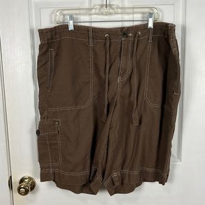 Eddie Bauer Womens 20W Cotton Linen Shorts with Drawstring Brown